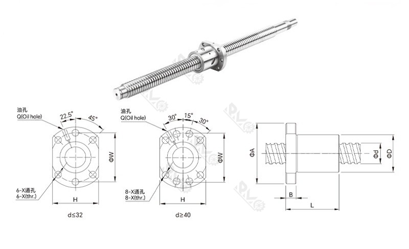 SFU series ball screw drawing