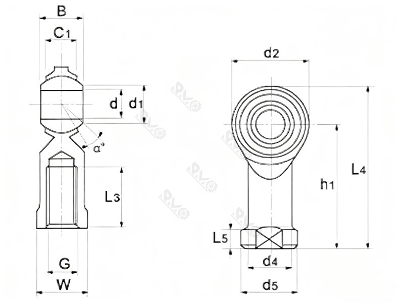 NHS8 Rod End Bearings Drawing NHS8 Rod End Bearings Drawing