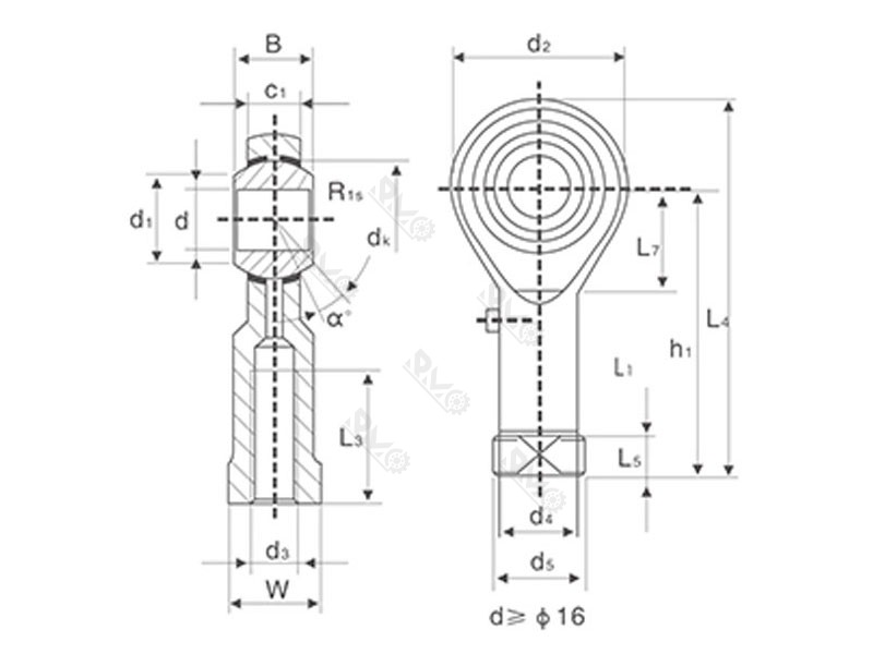 PHS Series Rod End Bearing Drawing PHS Series Rod End Bearing Drawing