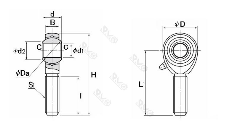POS8 Rod End Bearings Drawing POS8 Rod End Bearings Drawing