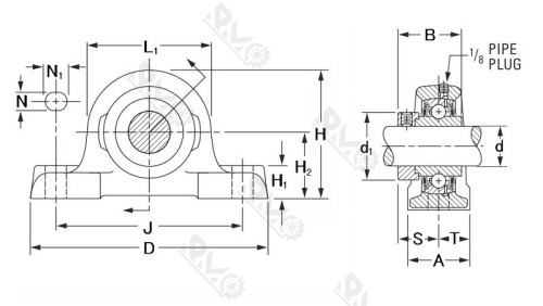 RAO 1 11/16 Pillow Block Bearing Drawing RAO 1 11/16 Pillow Block Bearing Drawing