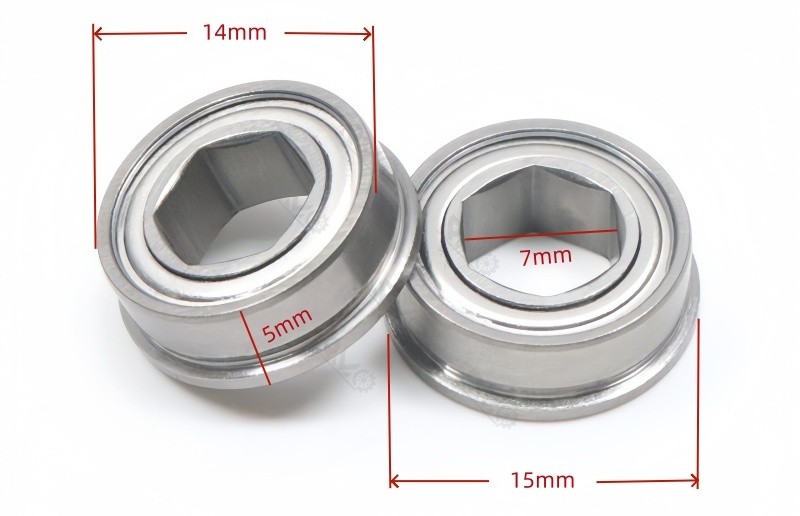 F687ZZ Flanged Hex Bore Ball Bearing
