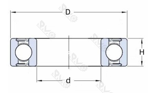 6001-2RS bearing drawing